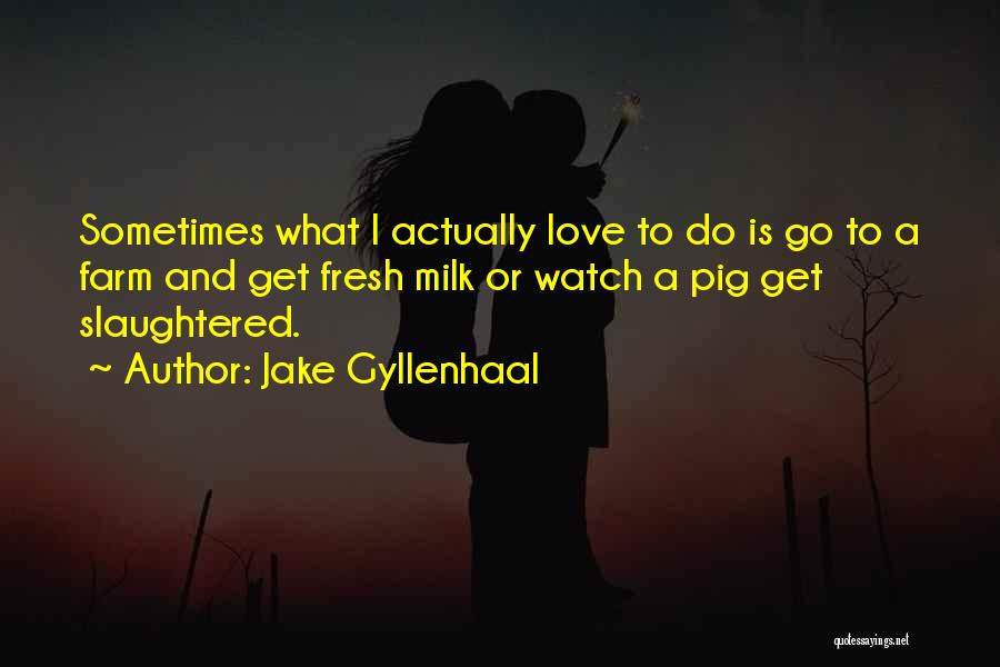 Jake Gyllenhaal Quotes: Sometimes What I Actually Love To Do Is Go To A Farm And Get Fresh Milk Or Watch A Pig