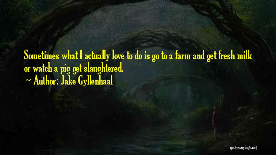 Jake Gyllenhaal Quotes: Sometimes What I Actually Love To Do Is Go To A Farm And Get Fresh Milk Or Watch A Pig