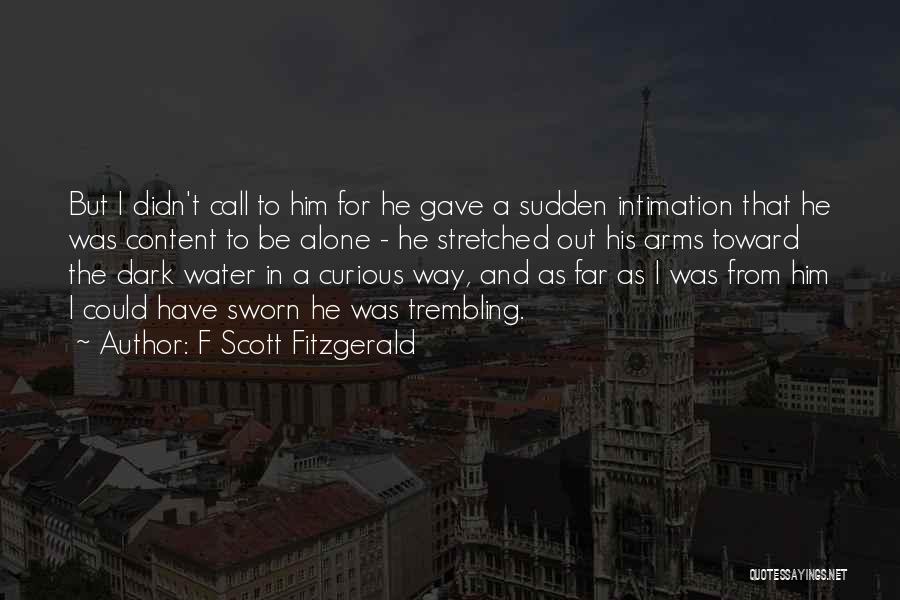 F Scott Fitzgerald Quotes: But I Didn't Call To Him For He Gave A Sudden Intimation That He Was Content To Be Alone -