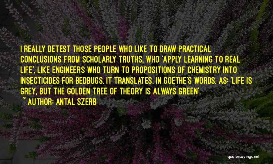 Antal Szerb Quotes: I Really Detest Those People Who Like To Draw Practical Conclusions From Scholarly Truths, Who 'apply Learning To Real Life',