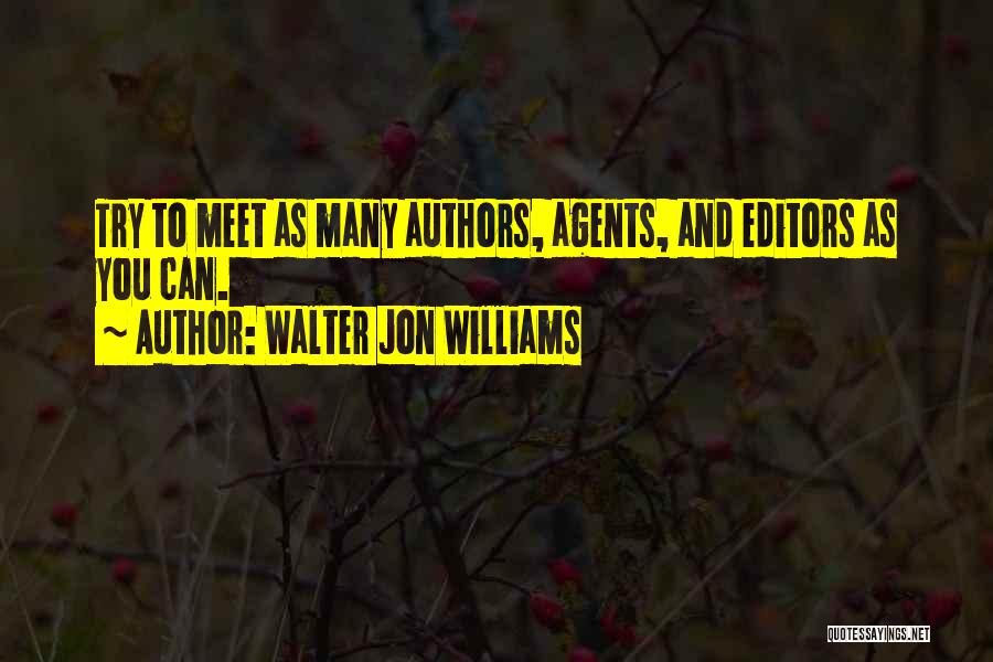 Walter Jon Williams Quotes: Try To Meet As Many Authors, Agents, And Editors As You Can.