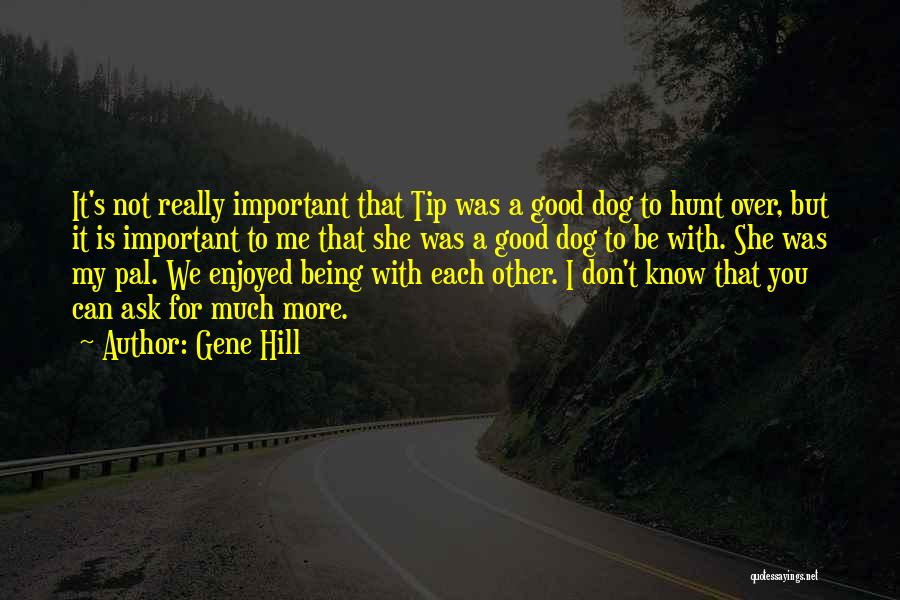 Gene Hill Quotes: It's Not Really Important That Tip Was A Good Dog To Hunt Over, But It Is Important To Me That