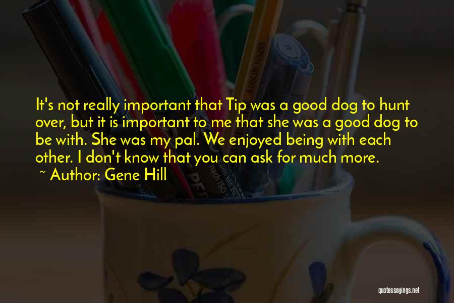Gene Hill Quotes: It's Not Really Important That Tip Was A Good Dog To Hunt Over, But It Is Important To Me That