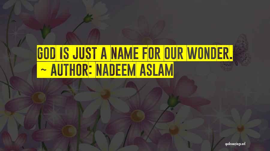 Nadeem Aslam Quotes: God Is Just A Name For Our Wonder.