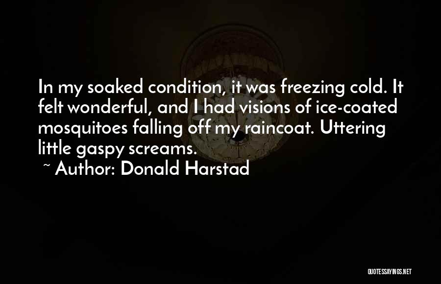 Donald Harstad Quotes: In My Soaked Condition, It Was Freezing Cold. It Felt Wonderful, And I Had Visions Of Ice-coated Mosquitoes Falling Off