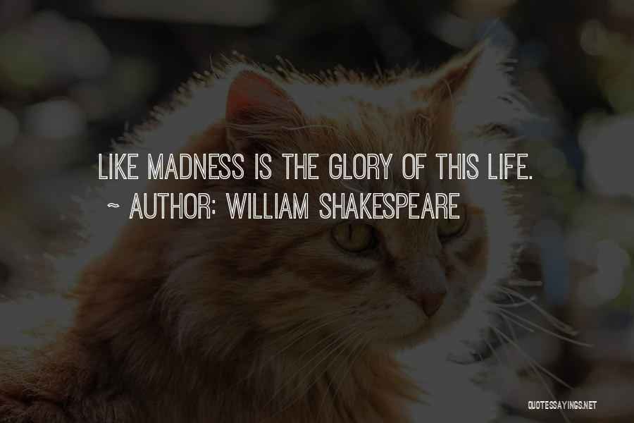 William Shakespeare Quotes: Like Madness Is The Glory Of This Life.