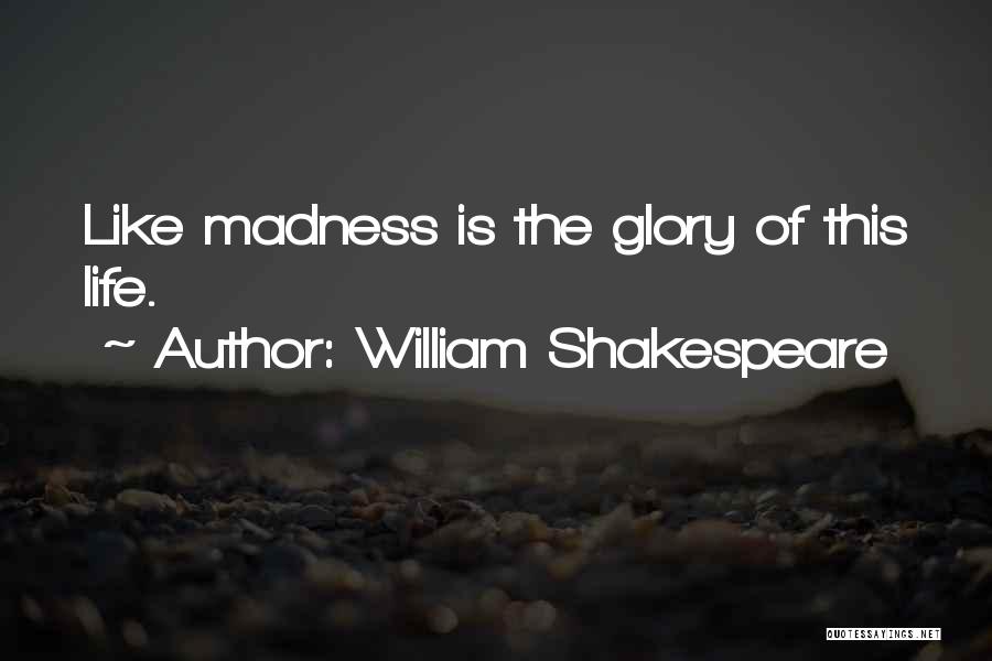 William Shakespeare Quotes: Like Madness Is The Glory Of This Life.