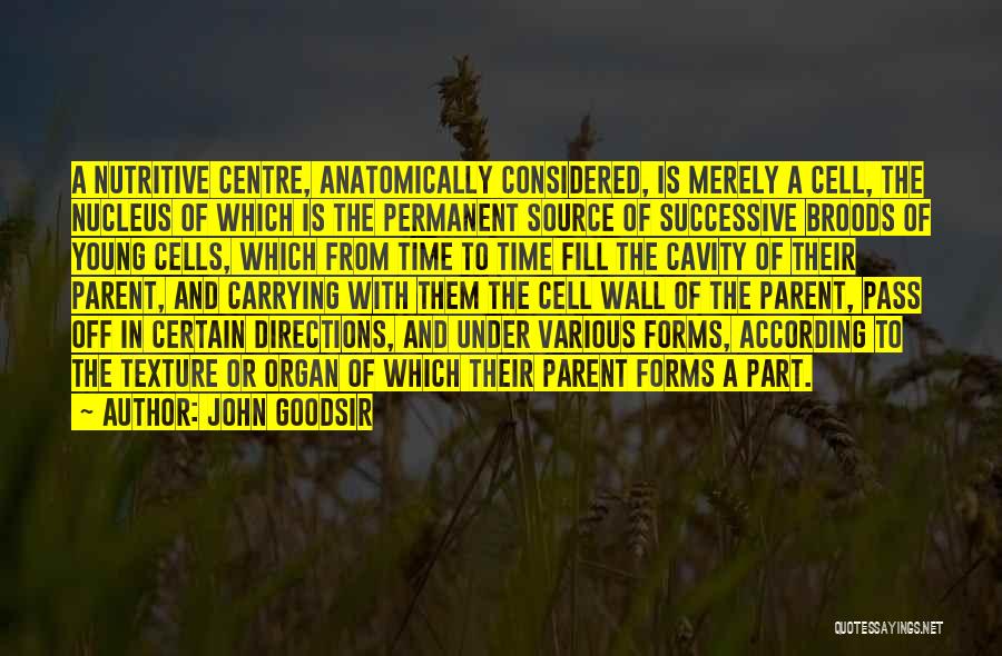 John Goodsir Quotes: A Nutritive Centre, Anatomically Considered, Is Merely A Cell, The Nucleus Of Which Is The Permanent Source Of Successive Broods