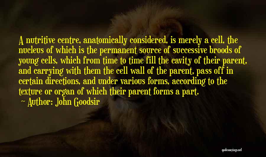 John Goodsir Quotes: A Nutritive Centre, Anatomically Considered, Is Merely A Cell, The Nucleus Of Which Is The Permanent Source Of Successive Broods
