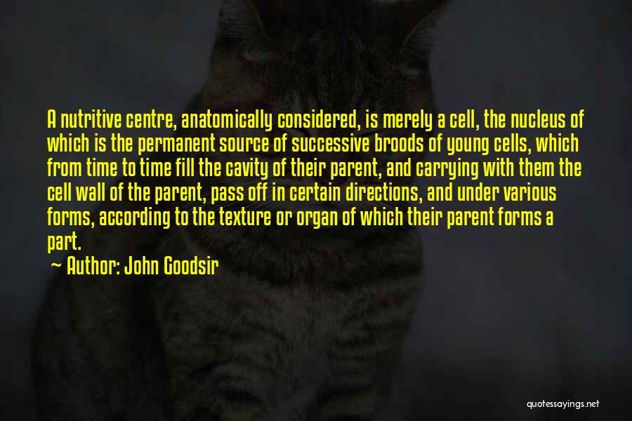 John Goodsir Quotes: A Nutritive Centre, Anatomically Considered, Is Merely A Cell, The Nucleus Of Which Is The Permanent Source Of Successive Broods