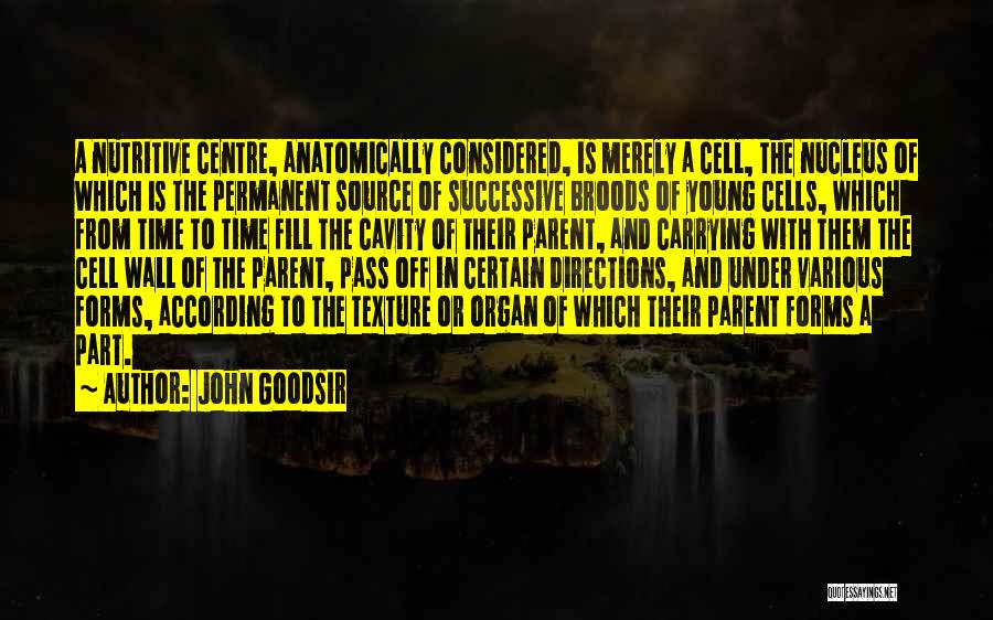 John Goodsir Quotes: A Nutritive Centre, Anatomically Considered, Is Merely A Cell, The Nucleus Of Which Is The Permanent Source Of Successive Broods