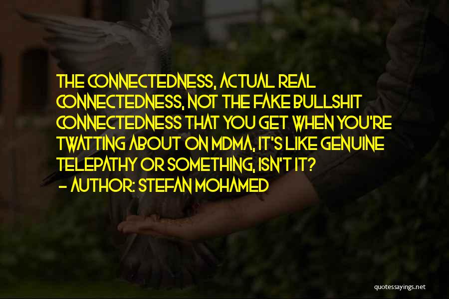 Stefan Mohamed Quotes: The Connectedness, Actual Real Connectedness, Not The Fake Bullshit Connectedness That You Get When You're Twatting About On Mdma, It's