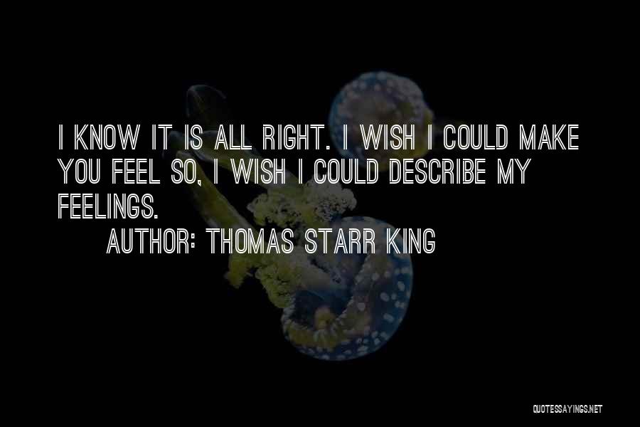 Thomas Starr King Quotes: I Know It Is All Right. I Wish I Could Make You Feel So, I Wish I Could Describe My