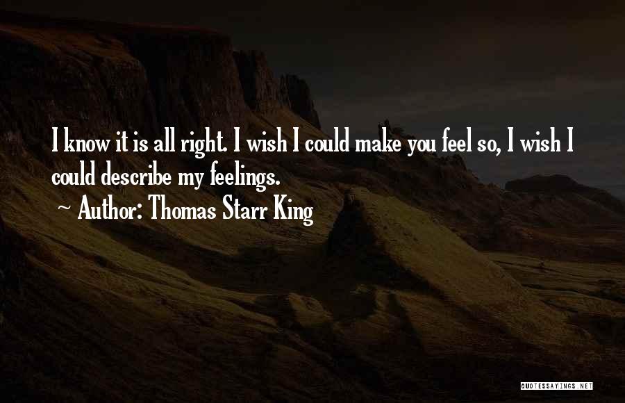 Thomas Starr King Quotes: I Know It Is All Right. I Wish I Could Make You Feel So, I Wish I Could Describe My