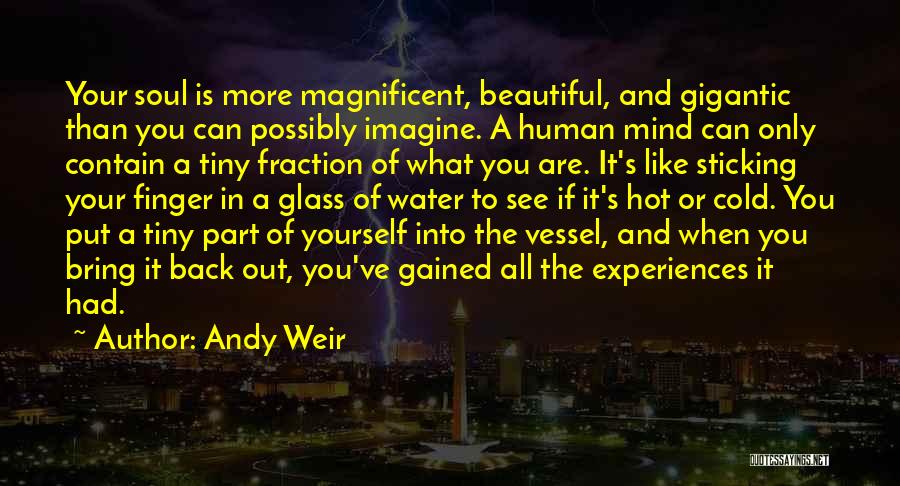 Andy Weir Quotes: Your Soul Is More Magnificent, Beautiful, And Gigantic Than You Can Possibly Imagine. A Human Mind Can Only Contain A