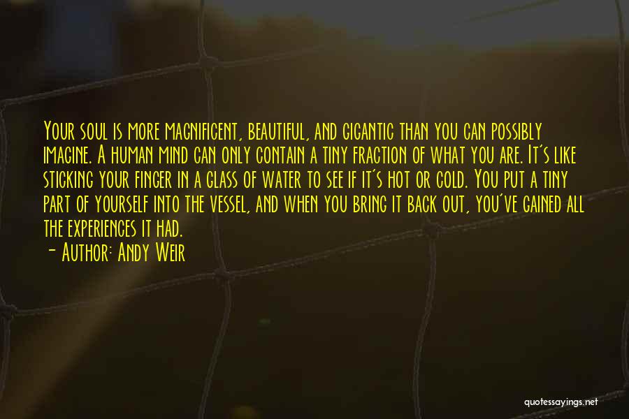 Andy Weir Quotes: Your Soul Is More Magnificent, Beautiful, And Gigantic Than You Can Possibly Imagine. A Human Mind Can Only Contain A