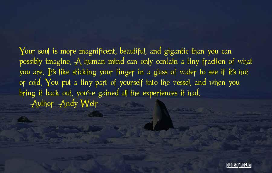 Andy Weir Quotes: Your Soul Is More Magnificent, Beautiful, And Gigantic Than You Can Possibly Imagine. A Human Mind Can Only Contain A