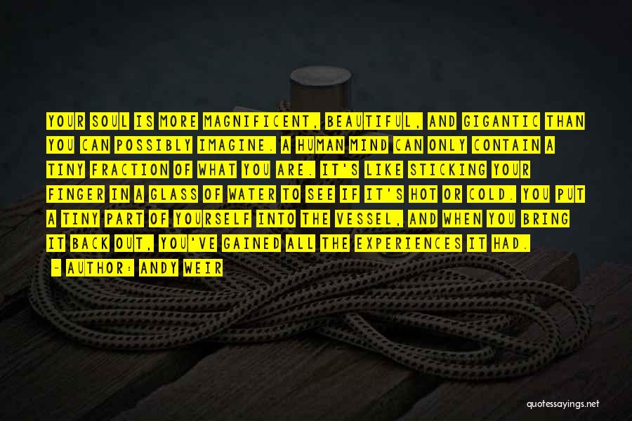 Andy Weir Quotes: Your Soul Is More Magnificent, Beautiful, And Gigantic Than You Can Possibly Imagine. A Human Mind Can Only Contain A