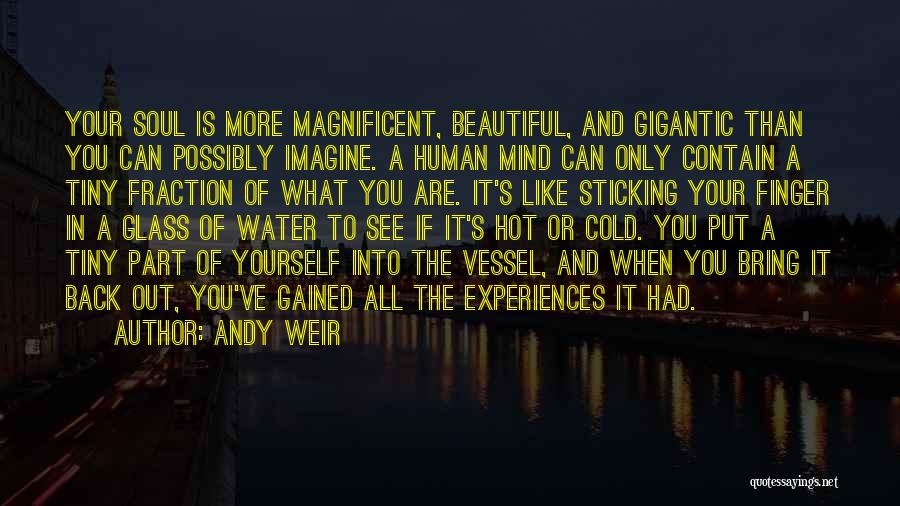 Andy Weir Quotes: Your Soul Is More Magnificent, Beautiful, And Gigantic Than You Can Possibly Imagine. A Human Mind Can Only Contain A