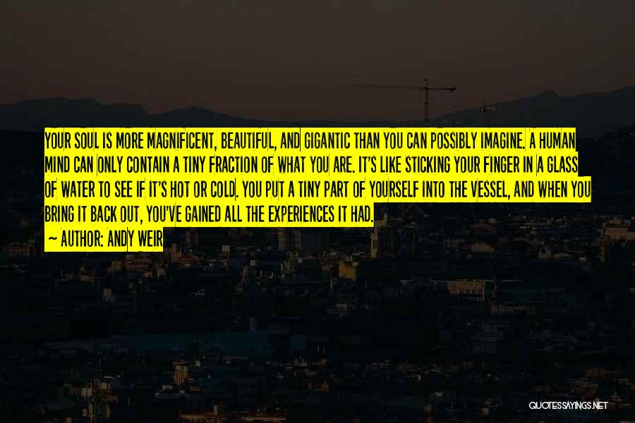 Andy Weir Quotes: Your Soul Is More Magnificent, Beautiful, And Gigantic Than You Can Possibly Imagine. A Human Mind Can Only Contain A