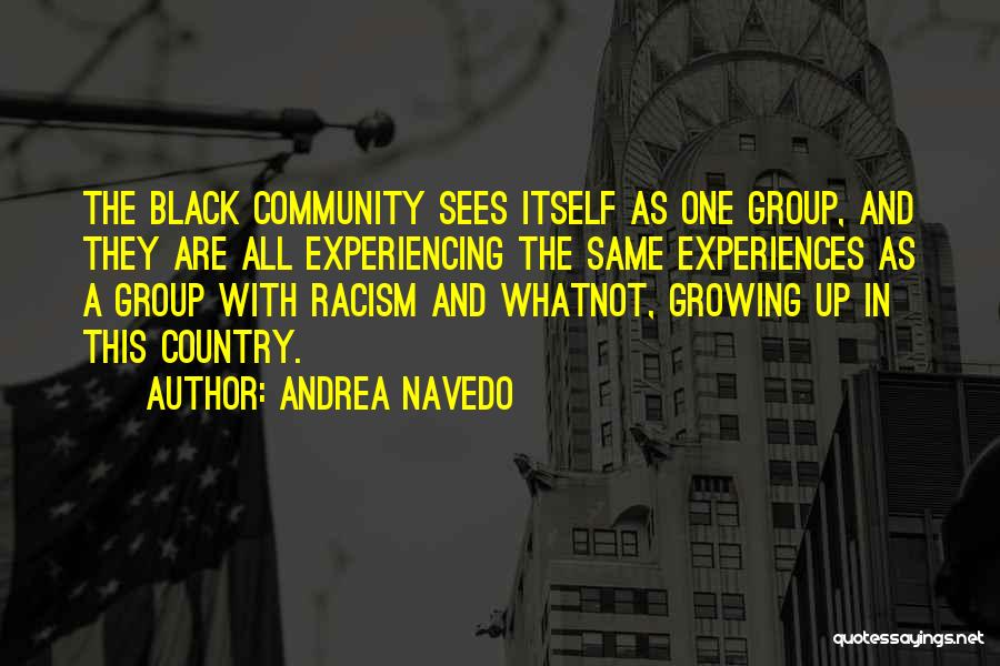 Andrea Navedo Quotes: The Black Community Sees Itself As One Group, And They Are All Experiencing The Same Experiences As A Group With
