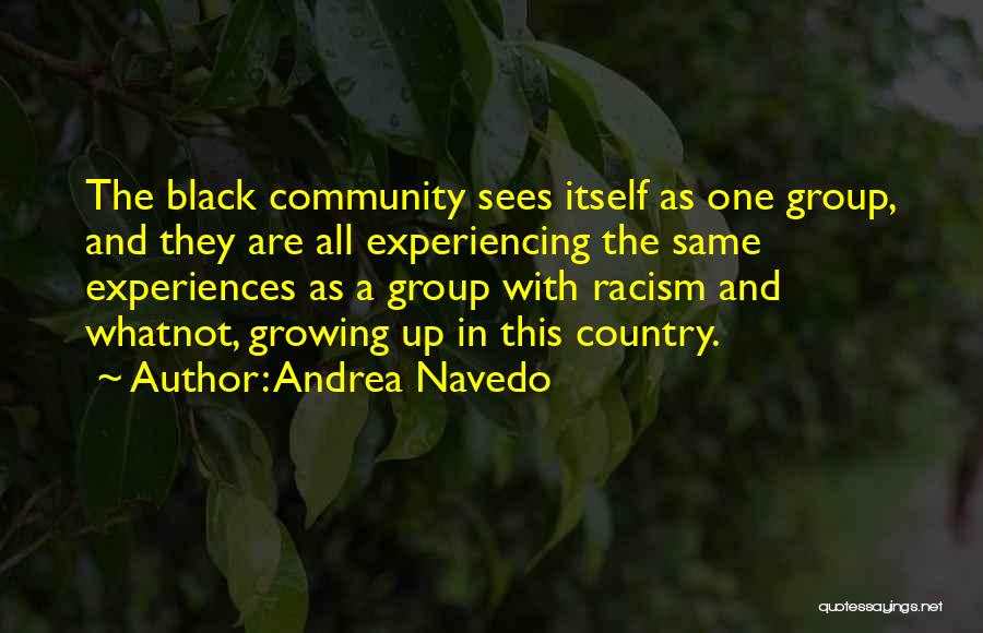 Andrea Navedo Quotes: The Black Community Sees Itself As One Group, And They Are All Experiencing The Same Experiences As A Group With