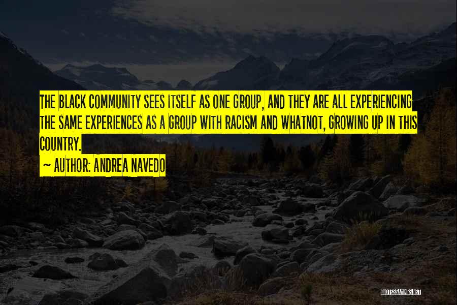 Andrea Navedo Quotes: The Black Community Sees Itself As One Group, And They Are All Experiencing The Same Experiences As A Group With