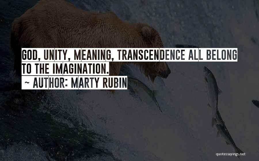 Marty Rubin Quotes: God, Unity, Meaning, Transcendence All Belong To The Imagination.