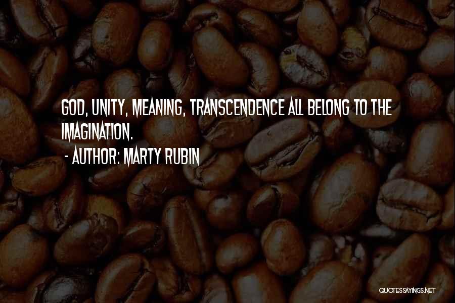 Marty Rubin Quotes: God, Unity, Meaning, Transcendence All Belong To The Imagination.