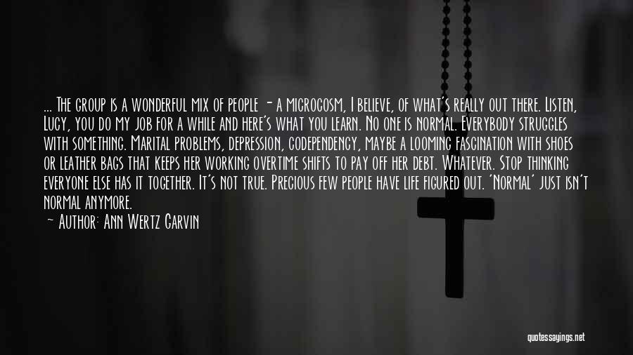 Ann Wertz Garvin Quotes: ... The Group Is A Wonderful Mix Of People - A Microcosm, I Believe, Of What's Really Out There. Listen,