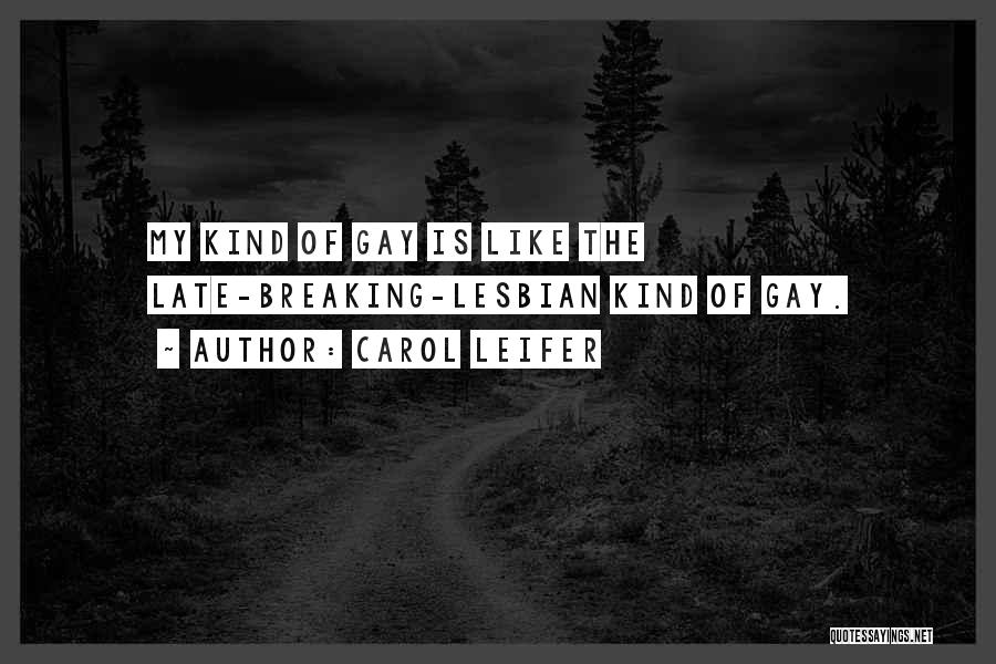 Carol Leifer Quotes: My Kind Of Gay Is Like The Late-breaking-lesbian Kind Of Gay.