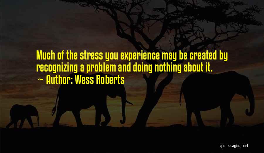 Wess Roberts Quotes: Much Of The Stress You Experience May Be Created By Recognizing A Problem And Doing Nothing About It.