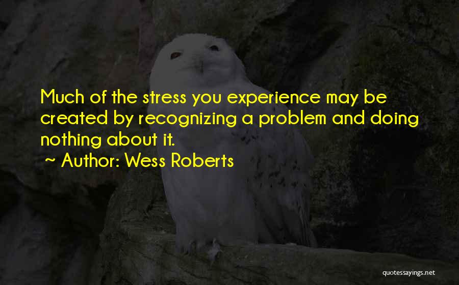 Wess Roberts Quotes: Much Of The Stress You Experience May Be Created By Recognizing A Problem And Doing Nothing About It.