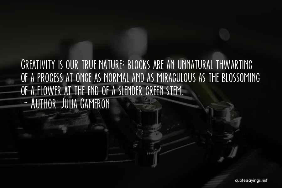 Julia Cameron Quotes: Creativity Is Our True Nature; Blocks Are An Unnatural Thwarting Of A Process At Once As Normal And As Miraculous