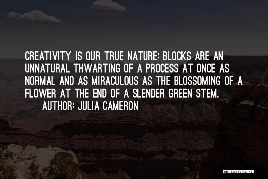 Julia Cameron Quotes: Creativity Is Our True Nature; Blocks Are An Unnatural Thwarting Of A Process At Once As Normal And As Miraculous