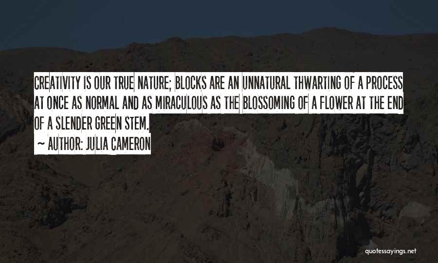 Julia Cameron Quotes: Creativity Is Our True Nature; Blocks Are An Unnatural Thwarting Of A Process At Once As Normal And As Miraculous