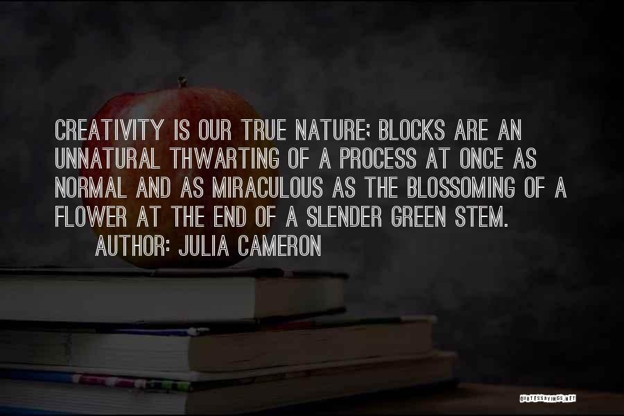 Julia Cameron Quotes: Creativity Is Our True Nature; Blocks Are An Unnatural Thwarting Of A Process At Once As Normal And As Miraculous