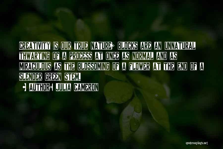 Julia Cameron Quotes: Creativity Is Our True Nature; Blocks Are An Unnatural Thwarting Of A Process At Once As Normal And As Miraculous