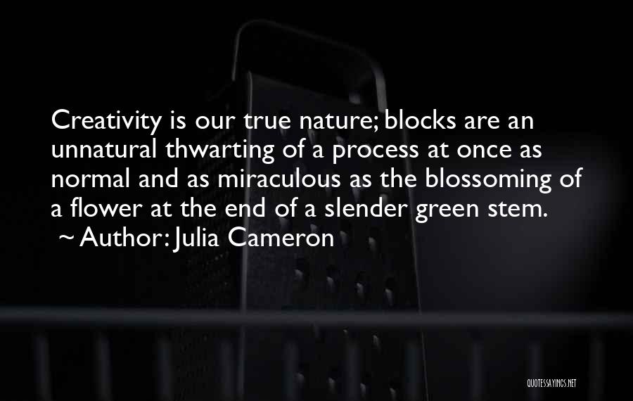 Julia Cameron Quotes: Creativity Is Our True Nature; Blocks Are An Unnatural Thwarting Of A Process At Once As Normal And As Miraculous