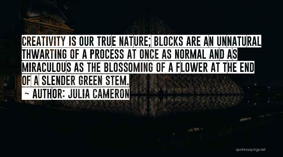 Julia Cameron Quotes: Creativity Is Our True Nature; Blocks Are An Unnatural Thwarting Of A Process At Once As Normal And As Miraculous