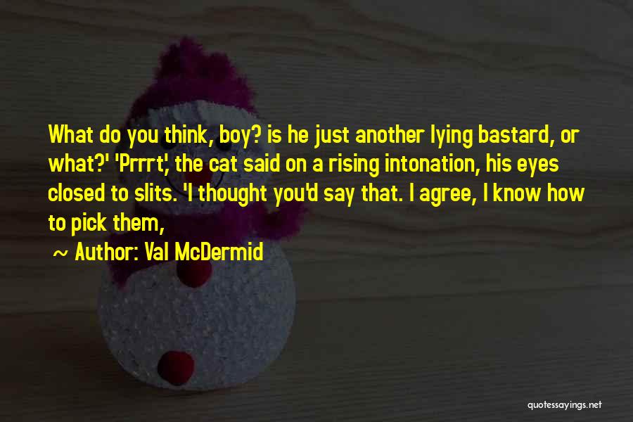 Val McDermid Quotes: What Do You Think, Boy? Is He Just Another Lying Bastard, Or What?' 'prrrt,' The Cat Said On A Rising