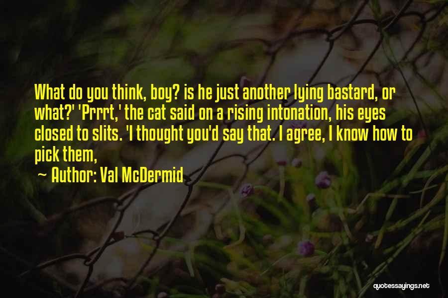 Val McDermid Quotes: What Do You Think, Boy? Is He Just Another Lying Bastard, Or What?' 'prrrt,' The Cat Said On A Rising