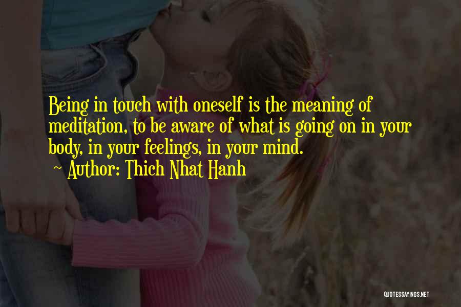 Thich Nhat Hanh Quotes: Being In Touch With Oneself Is The Meaning Of Meditation, To Be Aware Of What Is Going On In Your