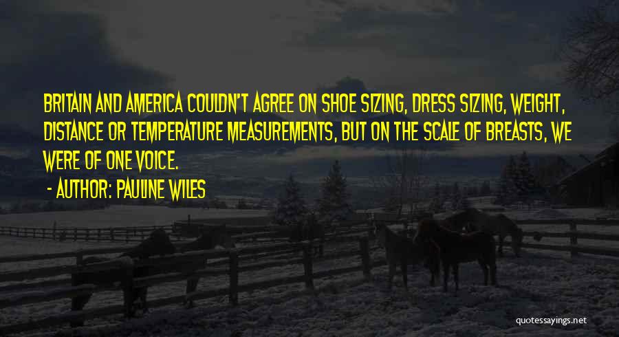 Pauline Wiles Quotes: Britain And America Couldn't Agree On Shoe Sizing, Dress Sizing, Weight, Distance Or Temperature Measurements, But On The Scale Of