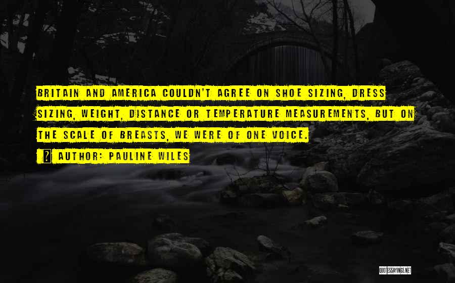 Pauline Wiles Quotes: Britain And America Couldn't Agree On Shoe Sizing, Dress Sizing, Weight, Distance Or Temperature Measurements, But On The Scale Of