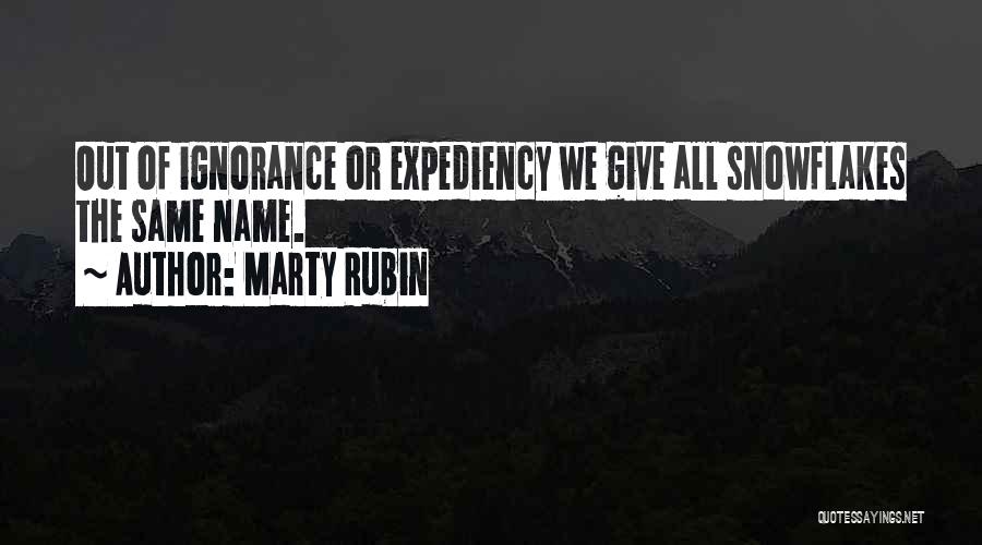 Marty Rubin Quotes: Out Of Ignorance Or Expediency We Give All Snowflakes The Same Name.