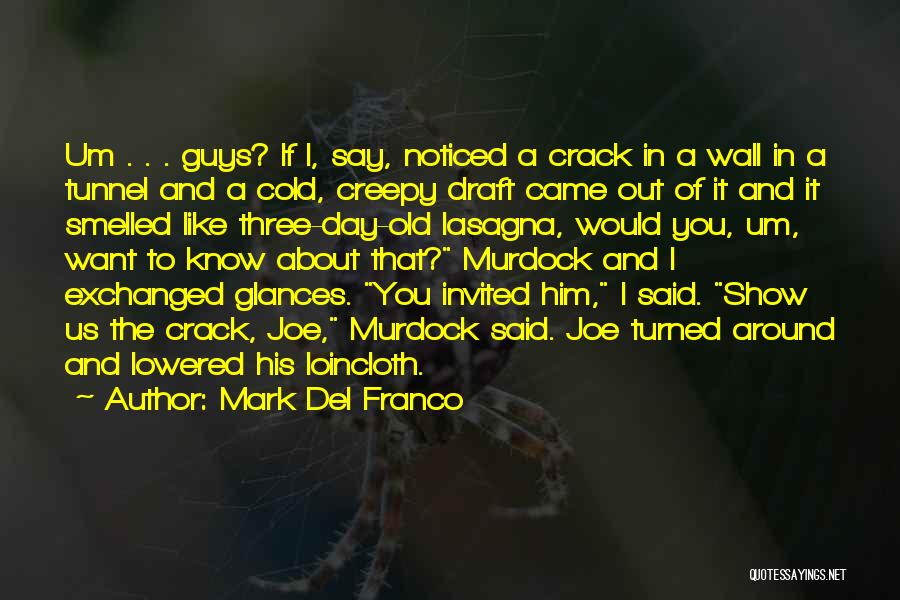 Mark Del Franco Quotes: Um . . . Guys? If I, Say, Noticed A Crack In A Wall In A Tunnel And A Cold,