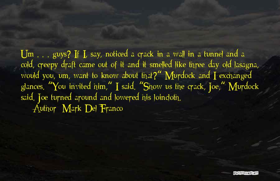 Mark Del Franco Quotes: Um . . . Guys? If I, Say, Noticed A Crack In A Wall In A Tunnel And A Cold,