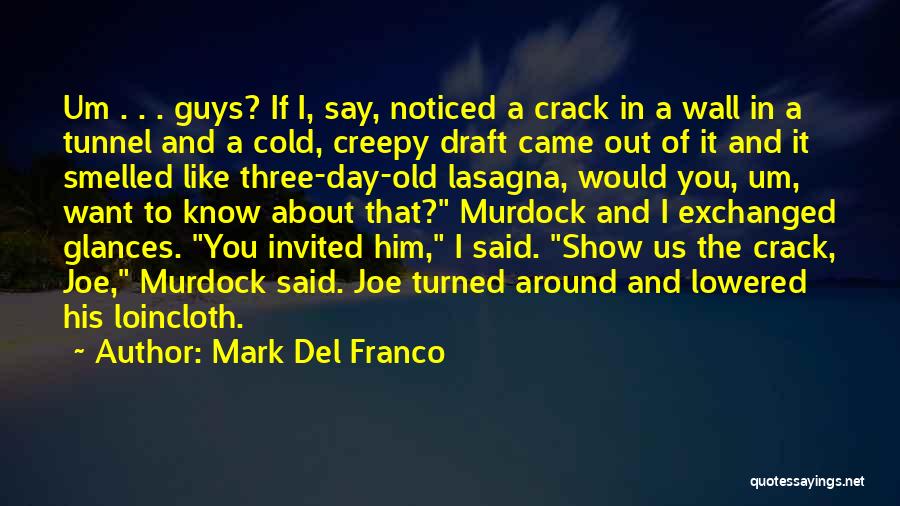Mark Del Franco Quotes: Um . . . Guys? If I, Say, Noticed A Crack In A Wall In A Tunnel And A Cold,