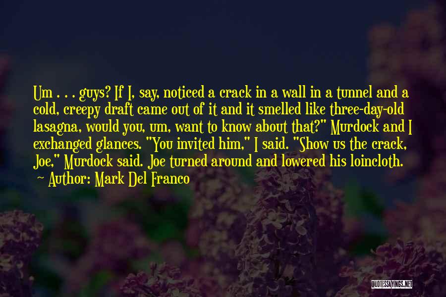 Mark Del Franco Quotes: Um . . . Guys? If I, Say, Noticed A Crack In A Wall In A Tunnel And A Cold,